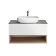 фото PLB.M.100.1/WHT.V Тумба Plaza Modern/Плаза Модерн подвесная 100 1 ящик + полка, белая глянцевая КЕРАМА МАРАЦЦИ