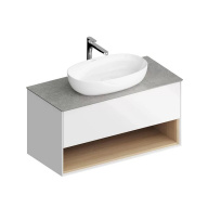 фото PLB.M.100.1/WHT.V Тумба Plaza Modern/Плаза Модерн подвесная 100 1 ящик + полка, белая глянцевая КЕРАМА МАРАЦЦИ