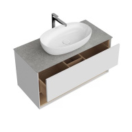 фото PLB.M.100.1/WHT.V Тумба Plaza Modern/Плаза Модерн подвесная 100 1 ящик + полка, белая глянцевая КЕРАМА МАРАЦЦИ
