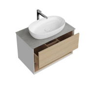 фото PLB.M.80.1/OAK.V Тумба Plaza Modern/Плаза Модерн подвесная 80 дуб виченца 1 ящик + полка КЕРАМА МАРАЦЦИ
