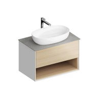 фото PLB.M.80.1/OAK.V Тумба Plaza Modern/Плаза Модерн подвесная 80 дуб виченца 1 ящик + полка КЕРАМА МАРАЦЦИ