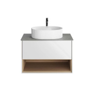 фото PLB.M.80.1/WHT.V Тумба Plaza Modern/Плаза Модерн подвесная 80, 1 ящик + полка, белая глянцевая КЕРАМА МАРАЦЦИ