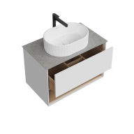 фото PLB.M.80.1/WHT.V Тумба Plaza Modern/Плаза Модерн подвесная 80, 1 ящик + полка, белая глянцевая КЕРАМА МАРАЦЦИ