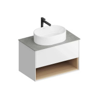 фото PLB.M.80.1/WHT.V Тумба Plaza Modern/Плаза Модерн подвесная 80, 1 ящик + полка, белая глянцевая КЕРАМА МАРАЦЦИ