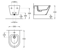 фото PLM.bidet.02 Биде Plaza Modern/Плаза Модерн подвесное, белое глянцевое КЕРАМА МАРАЦЦИ