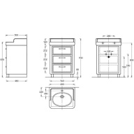 фото PO.60.3/BLK Тумба Pompei/Помпеи напольная с ящиками 60, черная глянцевая КЕРАМА МАРАЦЦИ