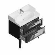 фото PO.M.80.2/BLK Тумба Pompei/Помпеи напольная с 2 ящиками 80, черная глянцевая КЕРАМА МАРАЦЦИ