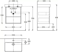 фото PRO.55.2/OLM Тумба Pro/Про подвесная 2 ящика 55, вяз КЕРАМА МАРАЦЦИ