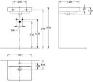 фото PROR.wb.50 Раковина Pro/Про мебельная/подвесная 50, белая глянцевая КЕРАМА МАРАЦЦИ