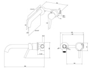 фото XPRO.03.KM.BLK.M Смеситель для раковины Xpro/Икс-Про настенный с внутренней частью, черный матовый КЕРАМА МАРАЦЦИ