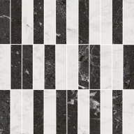 фото KMD2MSA003BR Тубкаль мозаичный микс чёрный белый глянцевый обрезной 30x30x0,9 декор КЕРАМА МАРАЦЦИ