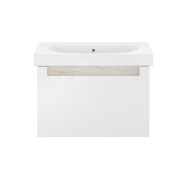 фото BGP.80.1+1/WHT Тумба Buongiorno Plus/Бонджорно Плюс подвесная с ящиками 80, белая глянцевая-дуб Кантри КЕРАМА МАРАЦЦИ