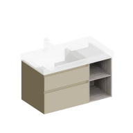 фото CUB.90Lh/LIM Тумба Cubo/Кубо левая подвесная с ящиками 90, лимо матовая-древесная КЕРАМА МАРАЦЦИ