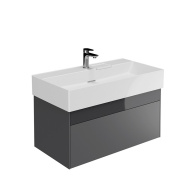 фото LOG.90.2/ST Тумба Logica/Лоджика подвесная 2 ящика 90 см, стальной серый КЕРАМА МАРАЦЦИ